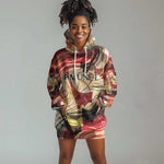 Amunet Hoodie Dress with Egyptian Queen Portrait Ancient Mythology