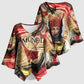 Amunet Kimono Sleeve Blouse with Egyptian Queen Portrait Ancient Mythology