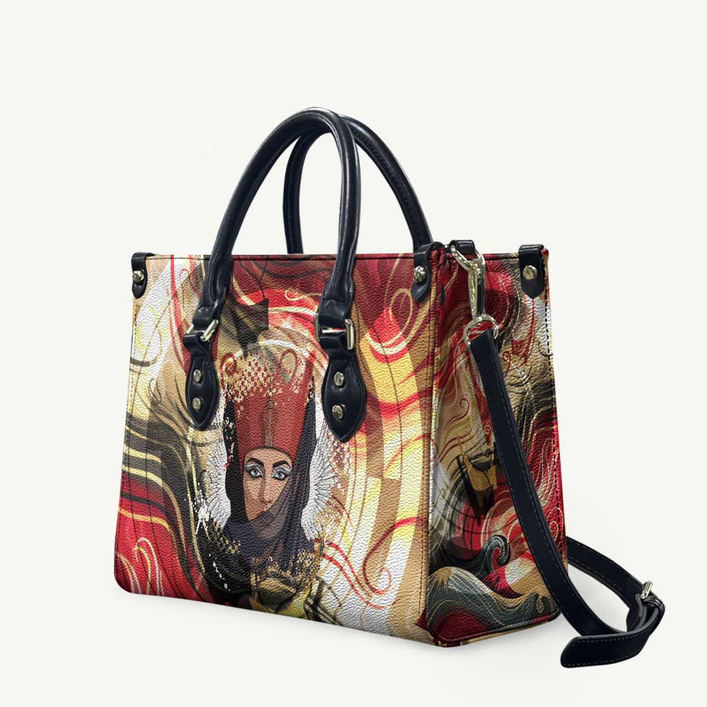 Amunet Leather Bag with Egyptian Queen Portrait Ancient Mythology