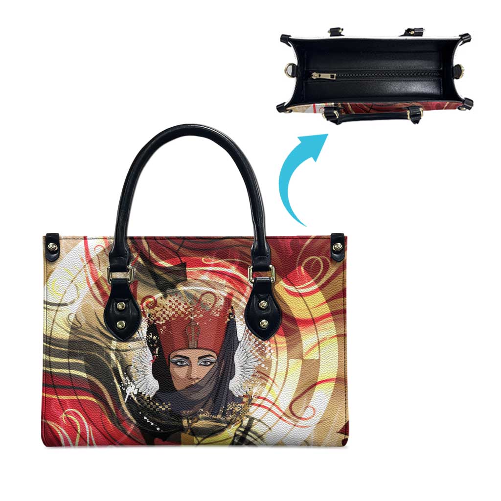 Amunet Leather Bag with Egyptian Queen Portrait Ancient Mythology