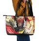Amunet Leather Tote Bag with Egyptian Queen Portrait Ancient Mythology