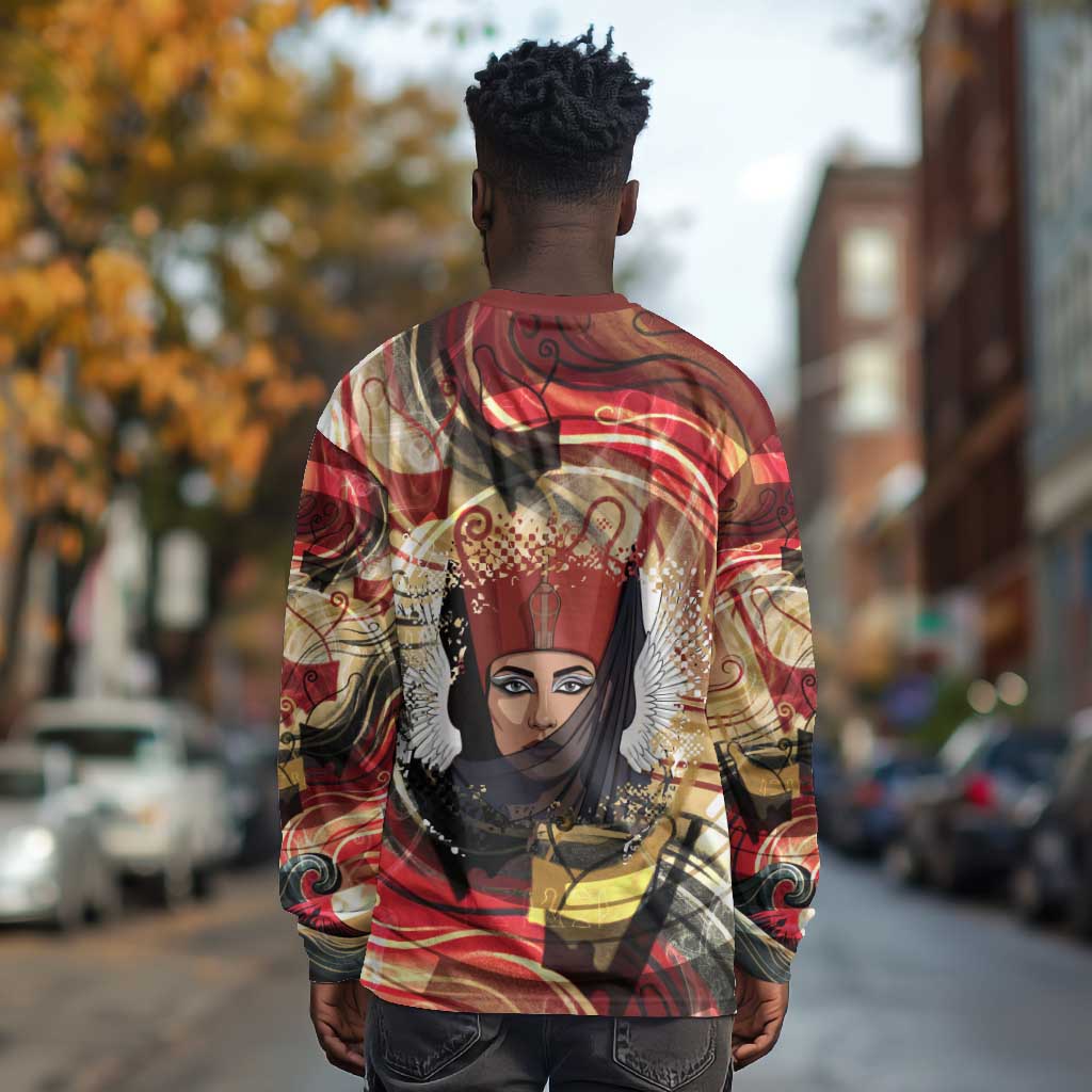 Amunet Long Sleeve Shirt with Egyptian Queen Portrait Ancient Mythology