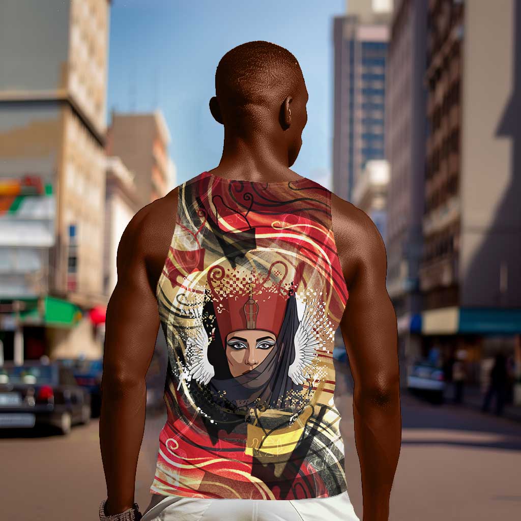 Amunet Men Tank Top with Egyptian Queen Portrait Ancient Mythology