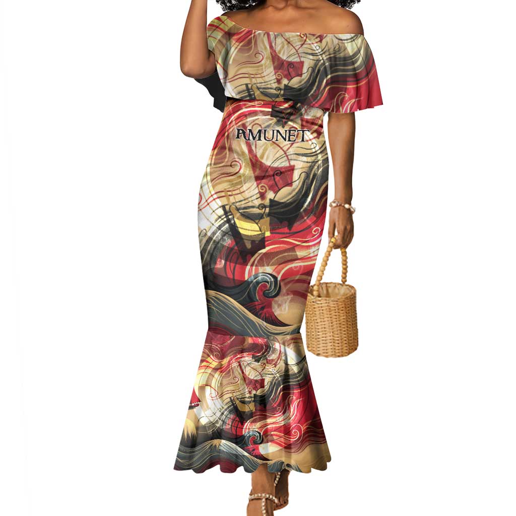 Amunet Mermaid Dress with Egyptian Queen Portrait Ancient Mythology