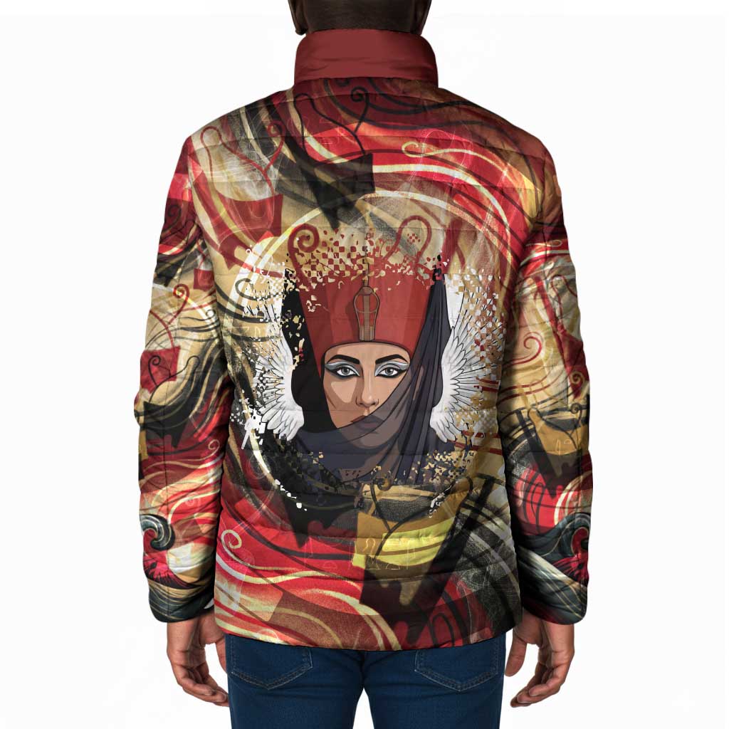 Amunet Padded Jacket with Egyptian Queen Portrait Ancient Mythology