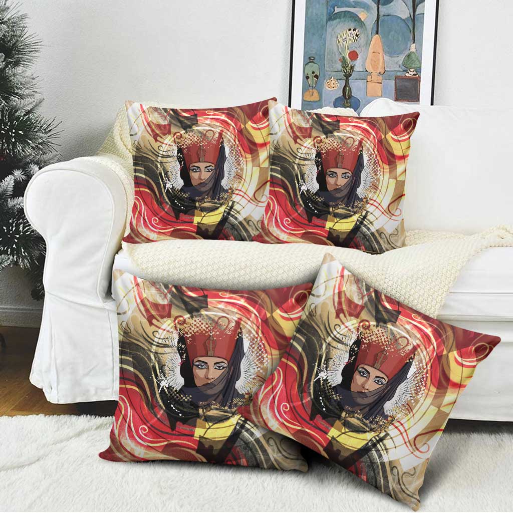 Amunet Pillow Cover with Egyptian Queen Portrait Ancient Mythology