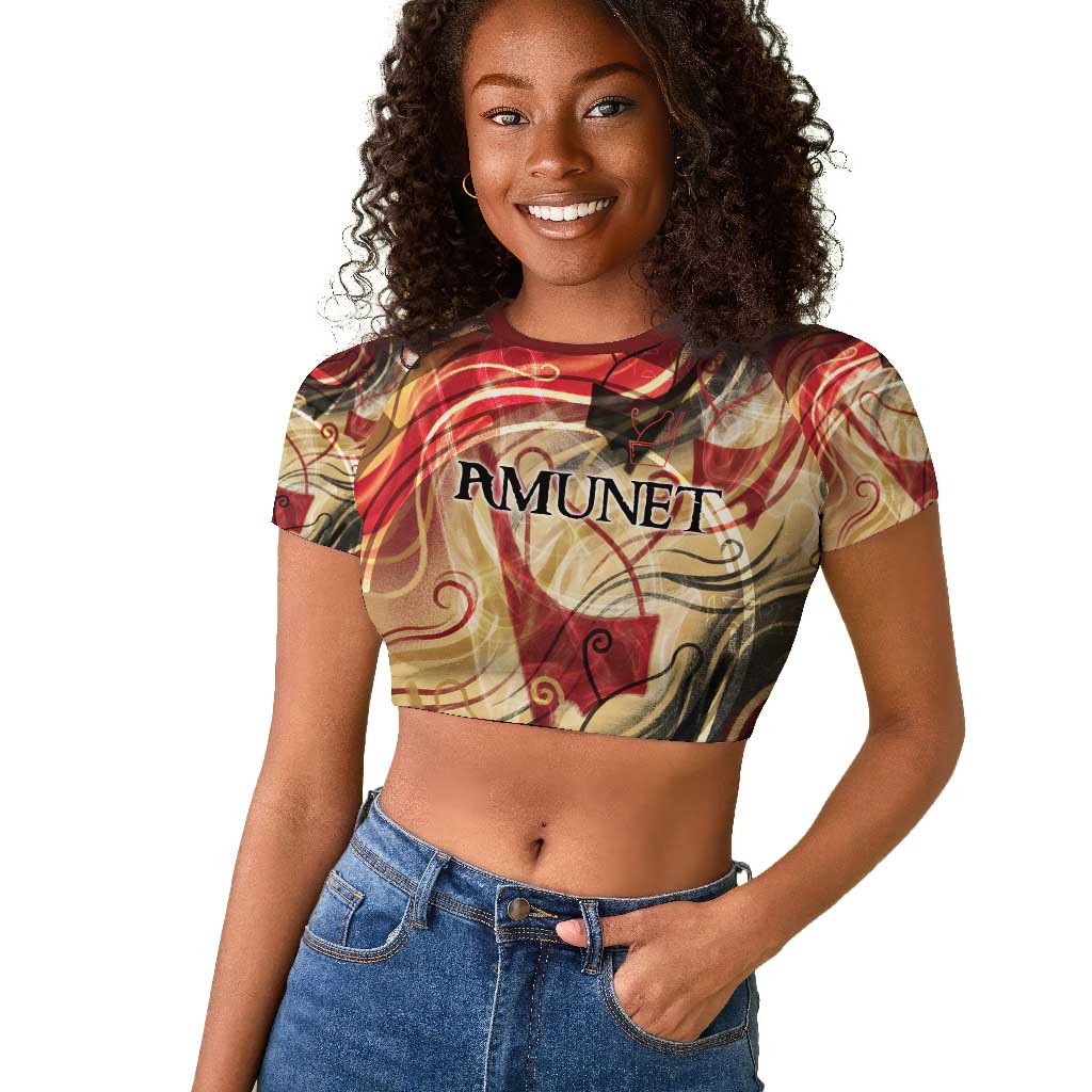 Amunet Raglan Cropped T shirt with Egyptian Queen Portrait Ancient Mythology
