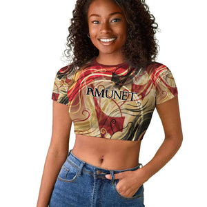 Amunet Raglan Cropped T shirt with Egyptian Queen Portrait Ancient Mythology