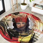 Amunet Round Carpet with Egyptian Queen Portrait Ancient Mythology