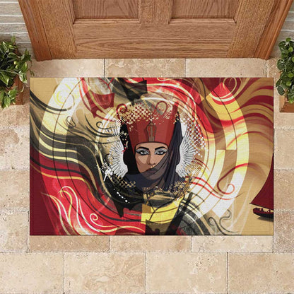 Amunet Rubber Doormat with Egyptian Queen Portrait Ancient Mythology