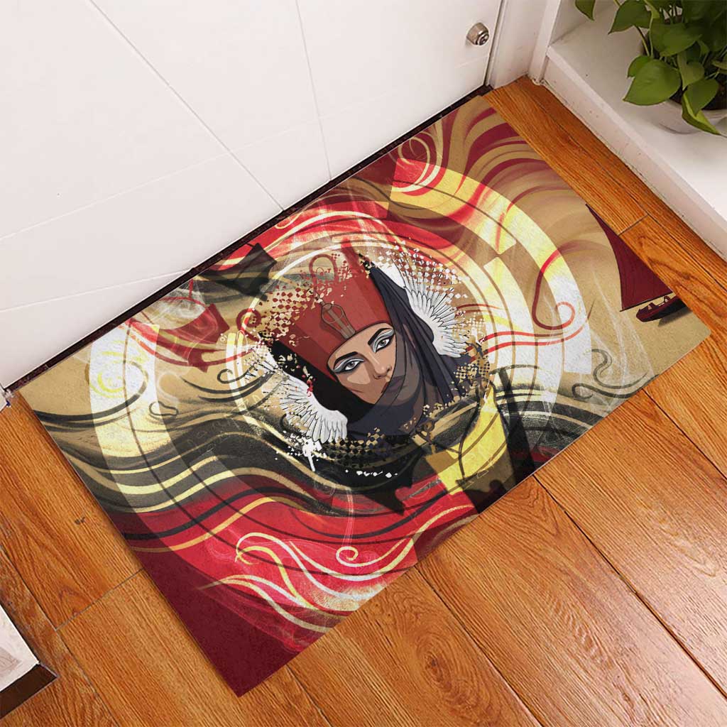 Amunet Rubber Doormat with Egyptian Queen Portrait Ancient Mythology