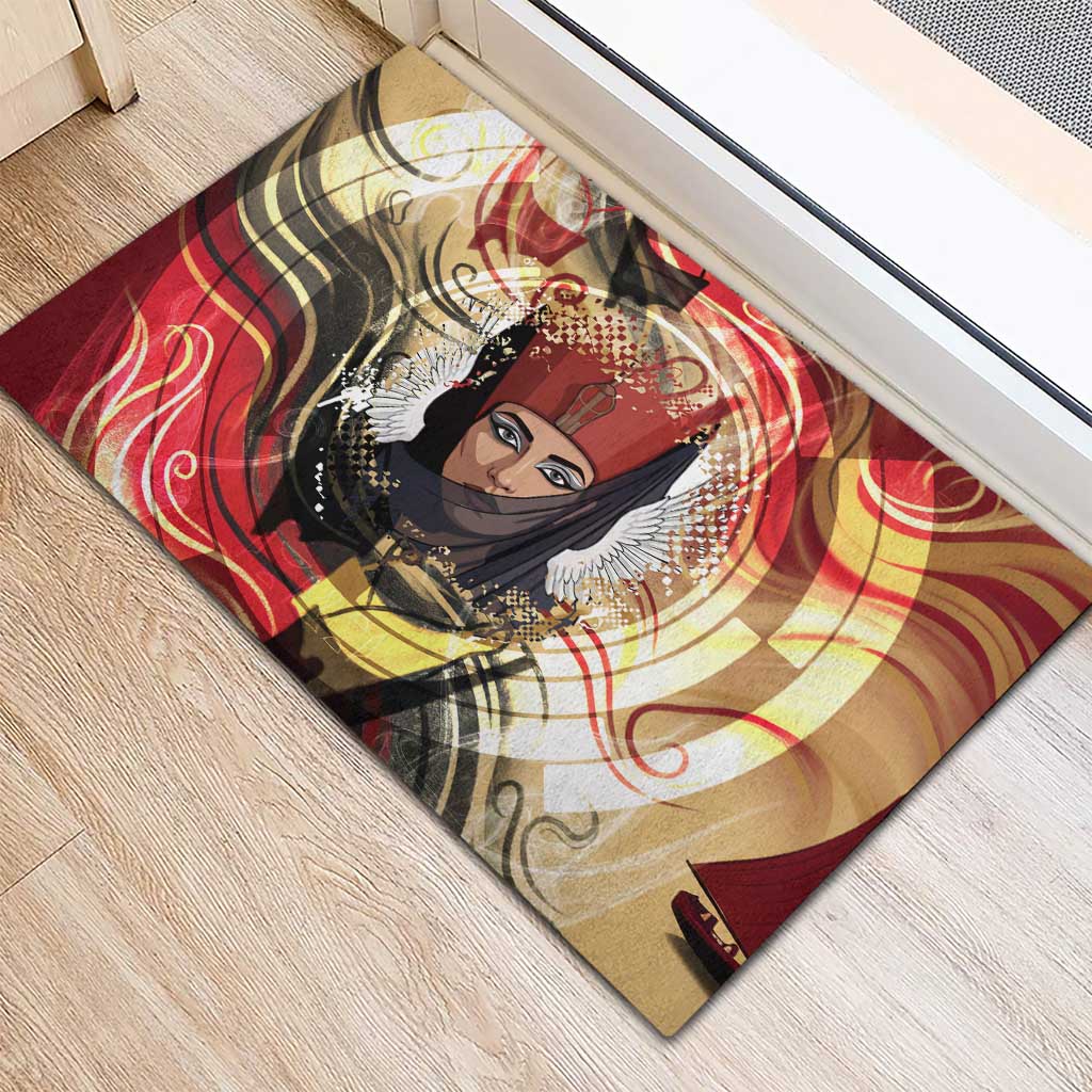Amunet Rubber Doormat with Egyptian Queen Portrait Ancient Mythology