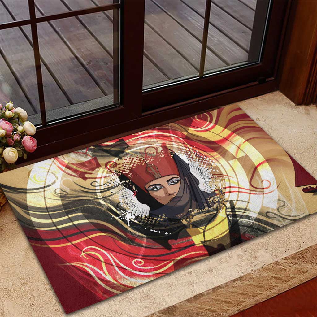 Amunet Rubber Doormat with Egyptian Queen Portrait Ancient Mythology