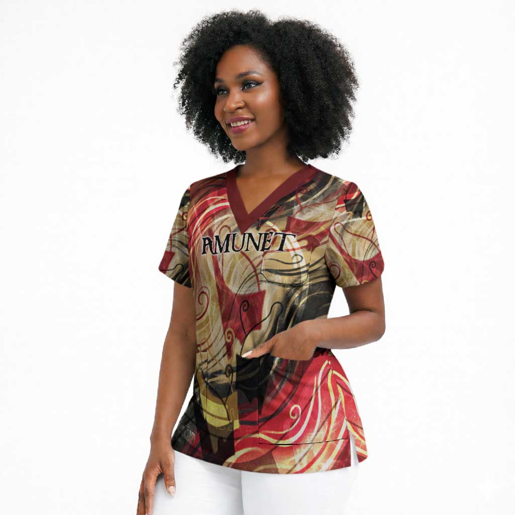 Amunet Scrub Top with Egyptian Queen Portrait Ancient Mythology