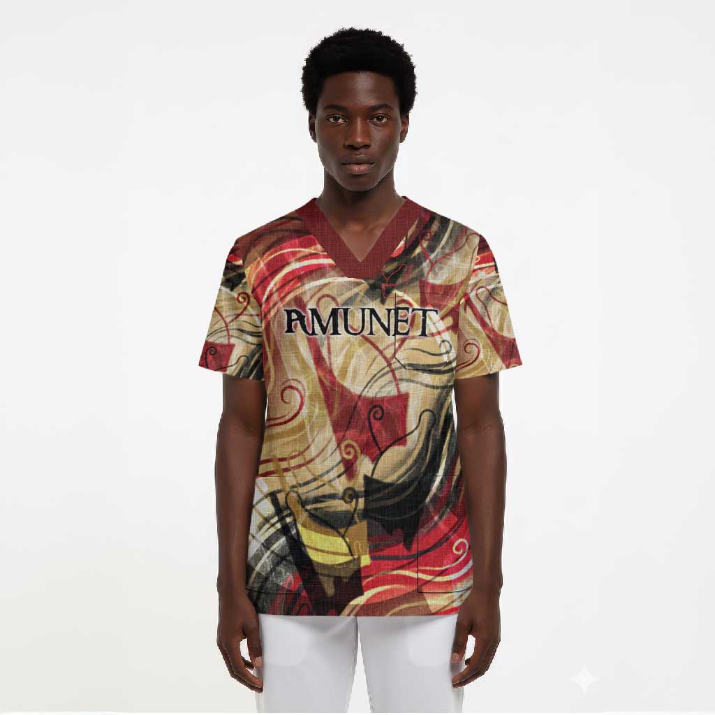 Amunet Scrub Top with Egyptian Queen Portrait Ancient Mythology