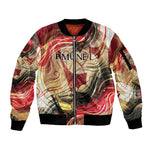 Amunet Sleeve Zip Bomber Jacket with Egyptian Queen Portrait Ancient Mythology