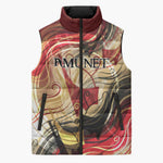 Amunet Sleeveless Puffer Jacket with Egyptian Queen Portrait Ancient Mythology