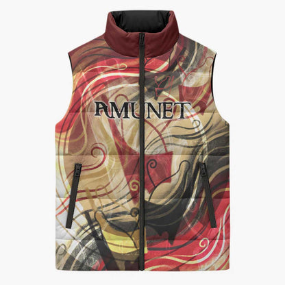 Amunet Sleeveless Puffer Jacket with Egyptian Queen Portrait Ancient Mythology