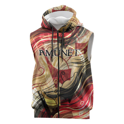Amunet Sleeveless Zip Hoodie with Egyptian Queen Portrait Ancient Mythology