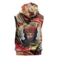 Amunet Sleeveless Zip Hoodie with Egyptian Queen Portrait Ancient Mythology