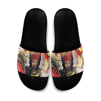 Amunet Slide Sandals with Egyptian Queen Portrait Ancient Mythology