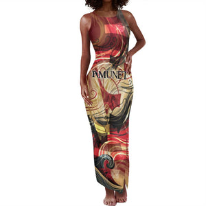 Amunet Tank Maxi Dress with Egyptian Queen Portrait Ancient Mythology