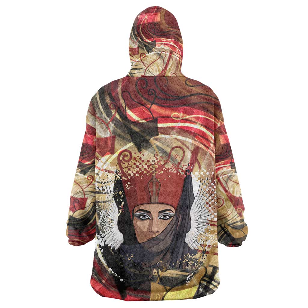 Amunet Wearable Blanket Hoodie with Egyptian Queen Portrait Ancient Mythology