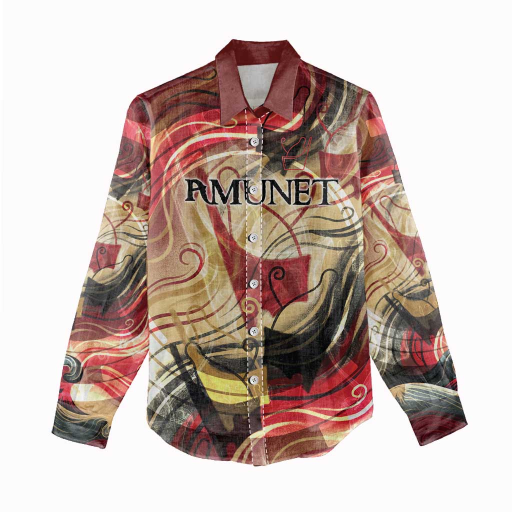 Amunet Women Casual Shirt with Egyptian Queen Portrait Ancient Mythology