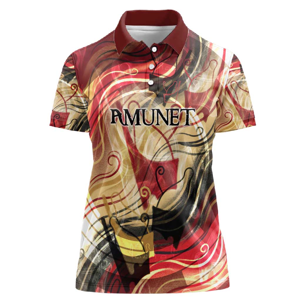 Amunet Women Polo Shirt with Egyptian Queen Portrait Ancient Mythology