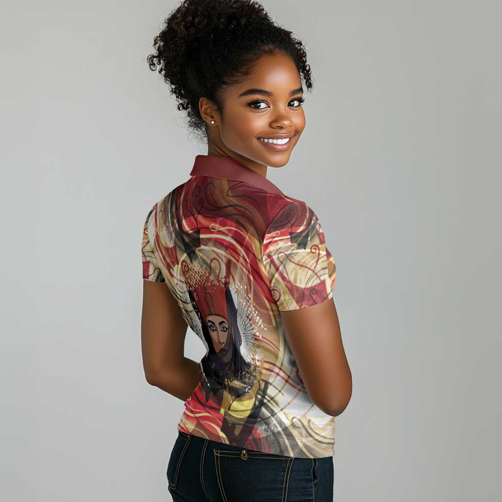 Amunet Women Polo Shirt with Egyptian Queen Portrait Ancient Mythology