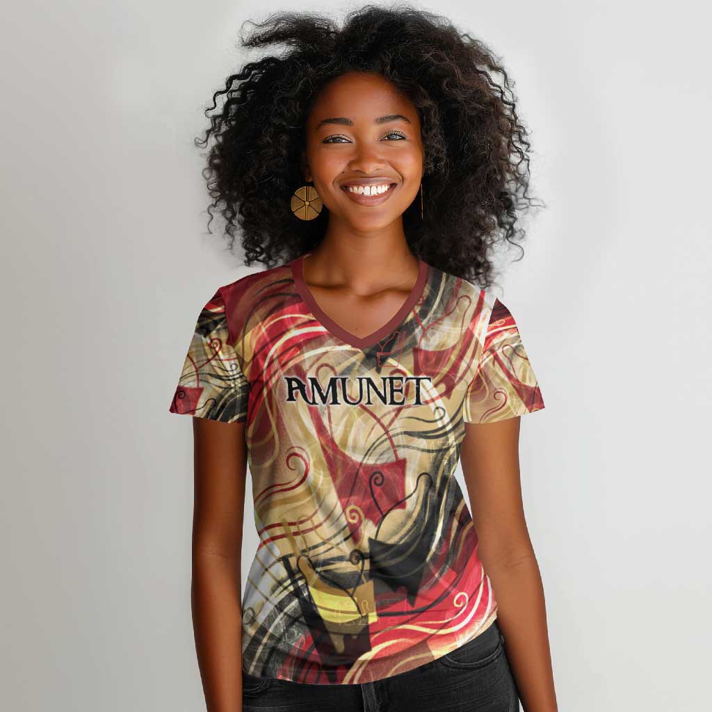 Amunet Women V-Neck T-Shirt with Egyptian Queen Portrait Ancient Mythology