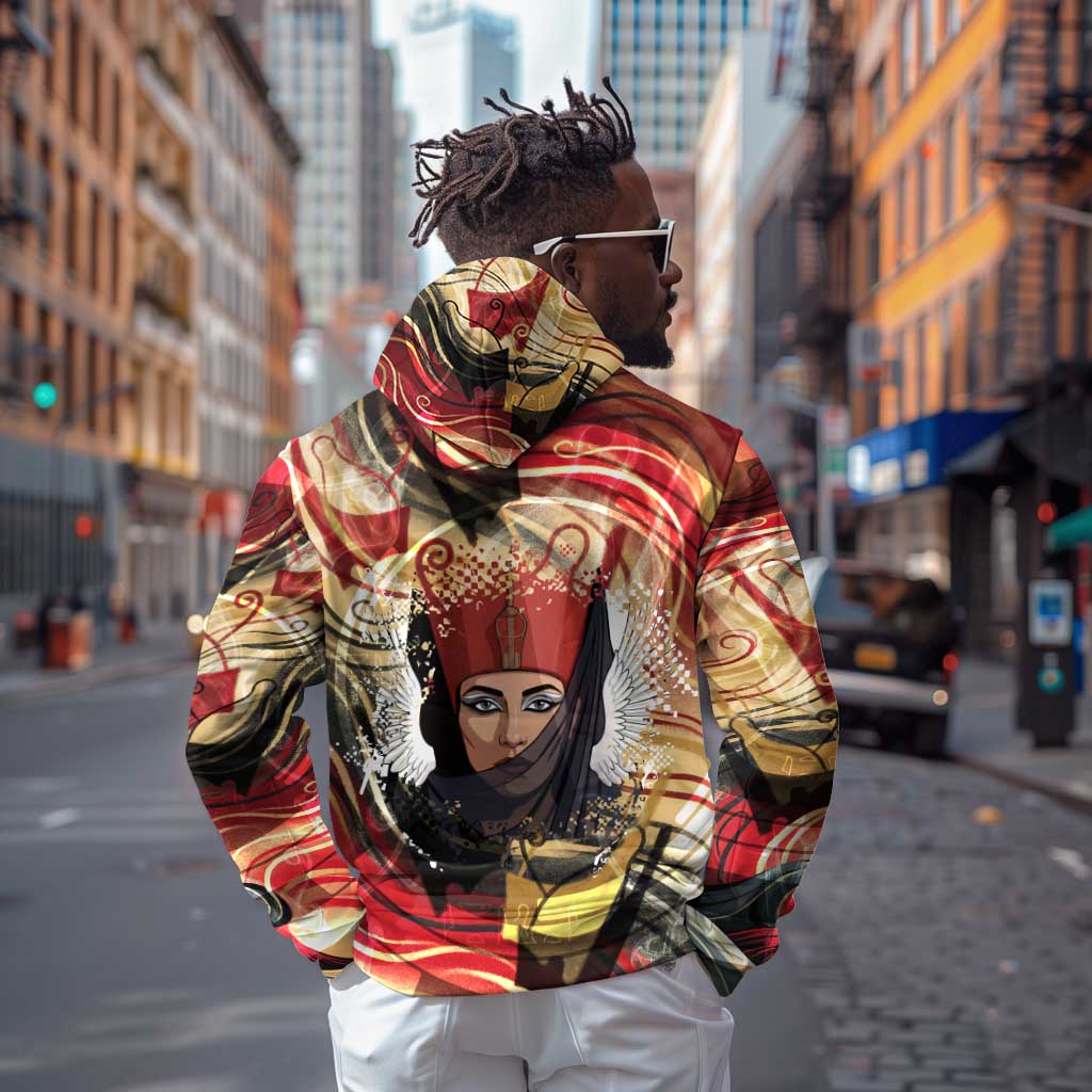 Amunet Zip Hoodie with Egyptian Queen Portrait Ancient Mythology