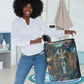 Amunet Ancient Temple Egyptian Laundry Basket with Golden Serpent Mythology in Teal Tones
