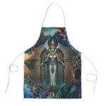 Amunet Ancient Temple Egyptian Apron with Golden Serpent Mythology in Teal Tones