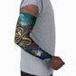 Amunet Ancient Temple Egyptian Arm Sleeves with Golden Serpent Mythology in Teal Tones