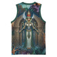 Amunet Ancient Temple Egyptian Basketball Jersey with Golden Serpent Mythology in Teal Tones