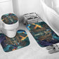 Amunet Ancient Temple Egyptian Bathroom Set with Golden Serpent Mythology in Teal Tones