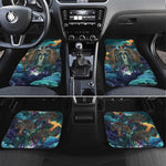 Amunet Ancient Temple Egyptian Car Mats with Golden Serpent Mythology in Teal Tones
