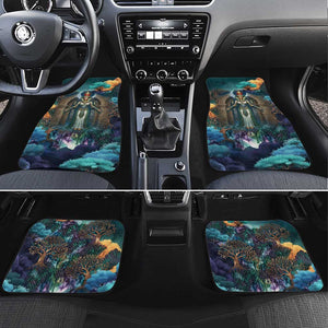 Amunet Ancient Temple Egyptian Car Mats with Golden Serpent Mythology in Teal Tones