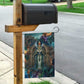 Amunet Ancient Temple Egyptian Garden Flag with Golden Serpent Mythology in Teal Tones