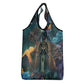 Amunet Ancient Temple Egyptian Grocery Bag with Golden Serpent Mythology in Teal Tones