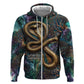 Amunet Ancient Temple Egyptian Hoodie with Golden Serpent Mythology in Teal Tones