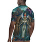 Amunet Ancient Temple Egyptian Rugby Jersey with Golden Serpent Mythology in Teal Tones