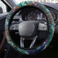 Amunet Ancient Temple Egyptian Steering Wheel Cover with Golden Serpent Mythology in Teal Tones