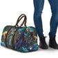 Amunet Ancient Temple Egyptian Travel Bag with Golden Serpent Mythology in Teal Tones