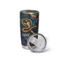 Amunet Ancient Temple Egyptian Tumbler Cup with Golden Serpent Mythology in Teal Tones
