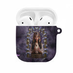 Anput Sacred Urn AirPods Case with Papyrus Flowers Egyptian Guardian in Violet Mist