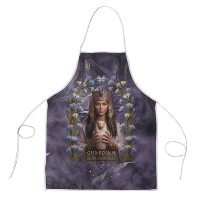 Anput Sacred Urn Apron with Papyrus Flowers Egyptian Guardian in Violet Mist