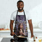 Anput Sacred Urn Apron with Papyrus Flowers Egyptian Guardian in Violet Mist