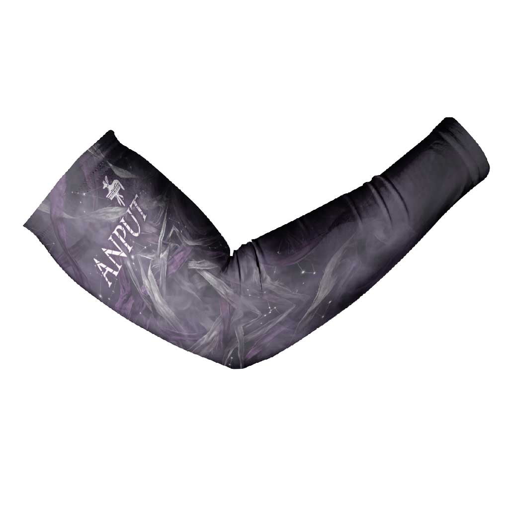 Anput Sacred Urn Arm Sleeves with Papyrus Flowers Egyptian Guardian in Violet Mist